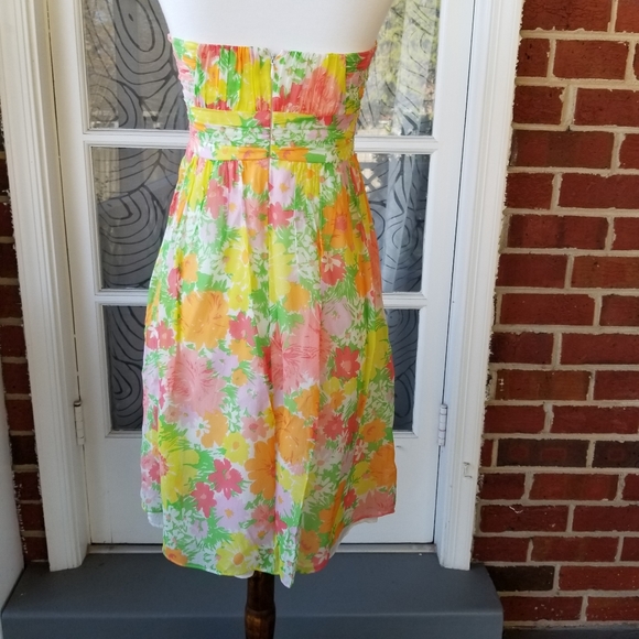 Shoshanna silk floral strapless dress 2 - Picture 2 of 14